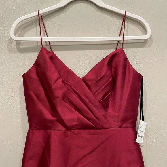 NWT Alfred Sung Draped Faux Wrap V-Neck Burgundy Cocktail Dress - Size: 8 - Picture 10 of 14